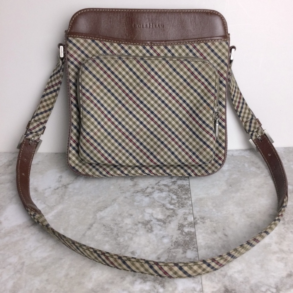 Cole Haan Plaid and Leather Shoulder Bag